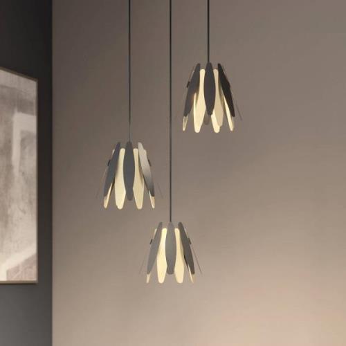 Lucande Lounit hanglamp, zwart-goud, 3-lamps