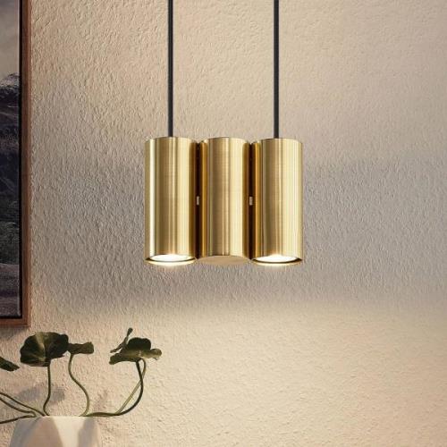 Lucande Cesur hanglamp, 3-lamps, messing