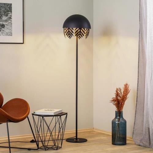 Lucande Aparas vloerlamp, bladlook, zwart-goud