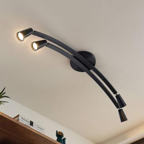 Lucande Velanoris plafondlamp, 4-lamps zwart