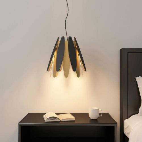 Lucande Lounit hanglamp, zwart-goud, 1-lamp