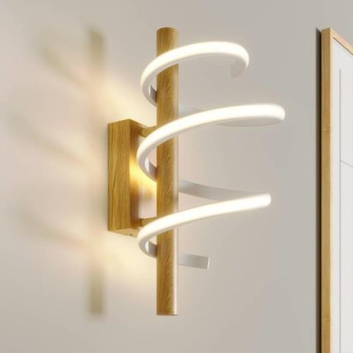 Lucande Milora LED wandlamp, 40 cm, eiken