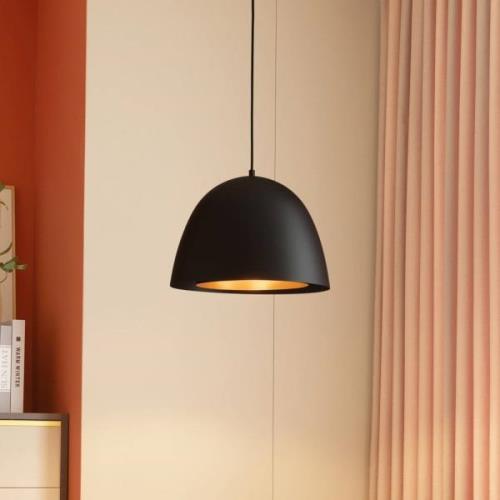 Lucande hanglamp Delarion, zwart/messing, aluminium