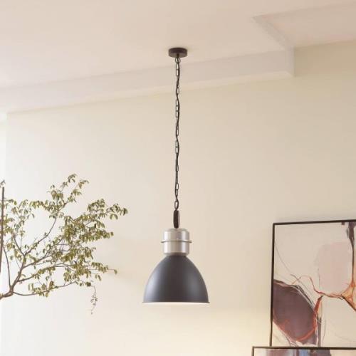 Lucande hanglamp Kaeloria, zwart/zilver, aluminium, Ø 35 cm