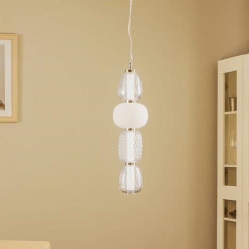 Lucande LED hanglamp Fedra, glas, grijs/wit, Ø 17 cm