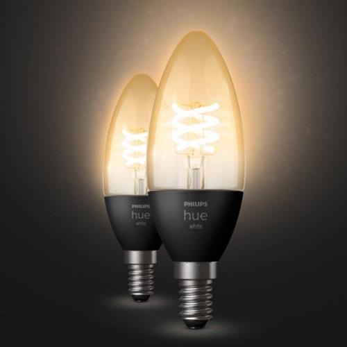 Philips Hue LED kaars filament White E14, 2/pak