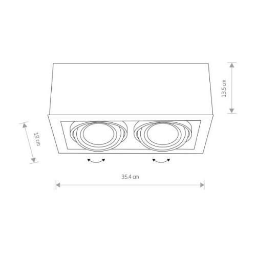 Downlight box II, 2-lamps, zwart