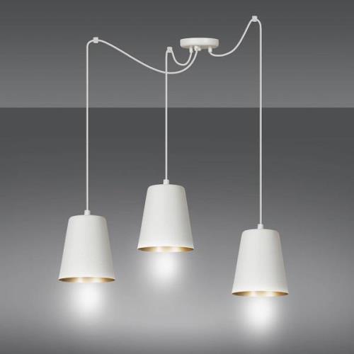 Hanglamp Link met drie kappen, wit