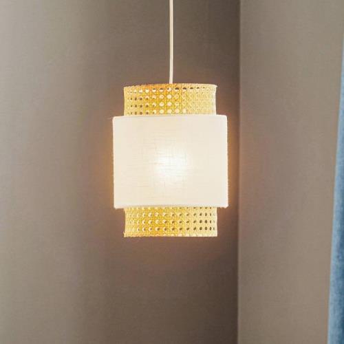 Hanglamp Boho, wit/rattan Ø 20 cm