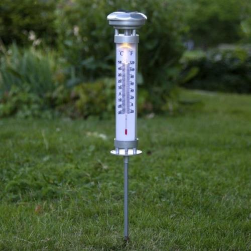 LED lamp op zonne-en Celsius, buitenthermometer