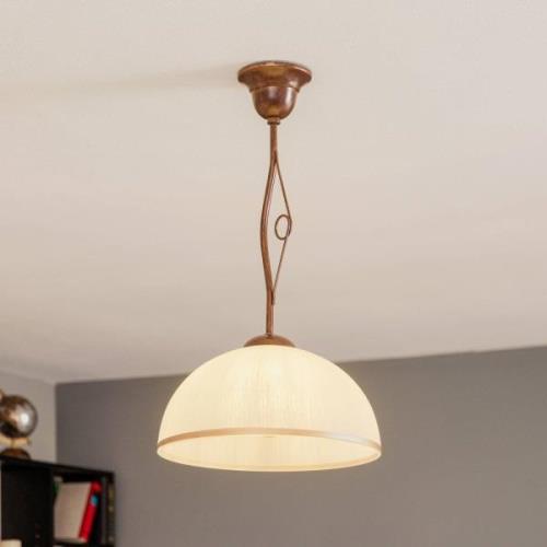 Hanglamp Roma in wit en bruin, 1-lamp