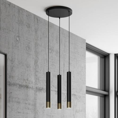 Hanglamp Nest 3-lamps rond zwart/goud