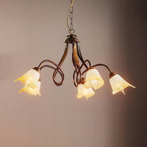 Hanglamp Doppio Giro 5-lamps crèmewit/brons