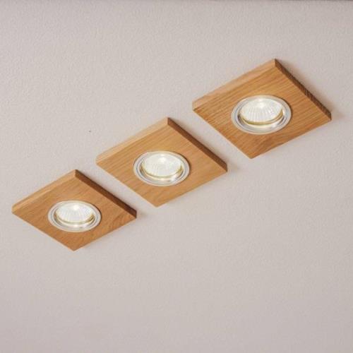 Vitar plafond inbouwlamp, hout, eik, 9,5 x 9,5cm, set van 3