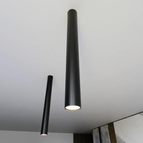 Tecno 1XL plafondspot, staal, GU10, hoogte 60 cm, zwart