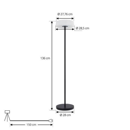 Lindby LED vloerlamp Samine, zwart, metaal, dimbaar