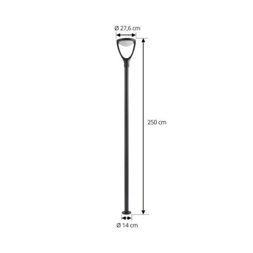 Lucande LED buitenlamp Filor, zwart, aluminium, 250 cm