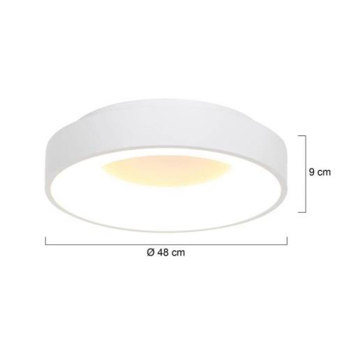 Ringlede LED plafondlamp, 2.700 K, Ø 48 cm, wit, metaal