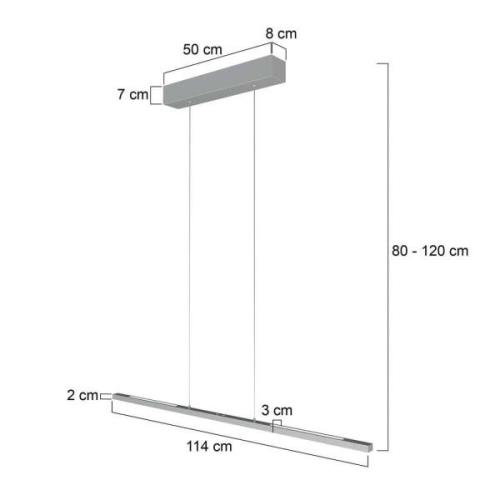 Hanglamp Bande, omhoog/omlaag, staal, 120 cm, CCT, dimmer