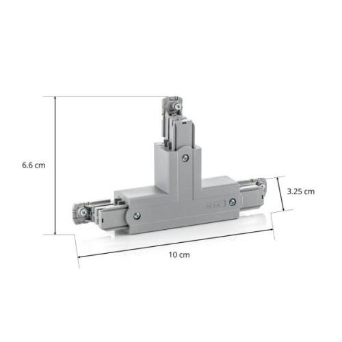 T-verbinder Noa, aardedraad buiten links, grijs