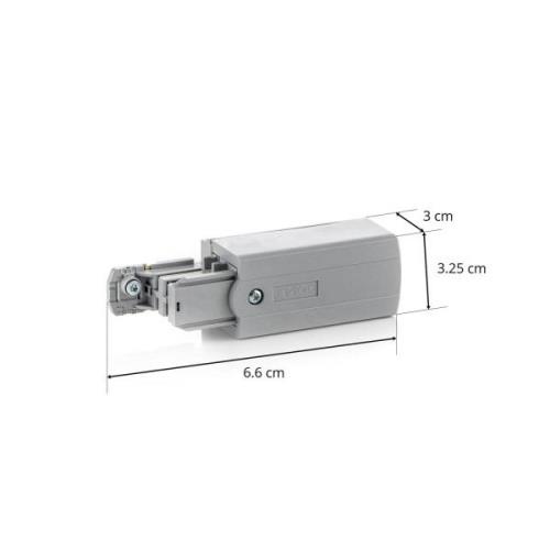 Eindvoeding rechts voor stroomrail Noa grijs