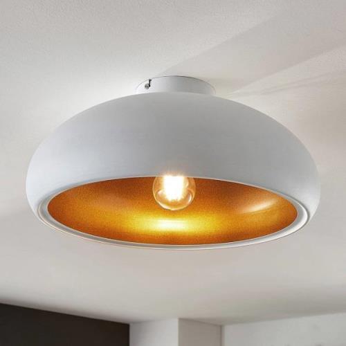 Metalen plafondlamp Gerwina, wit-goud