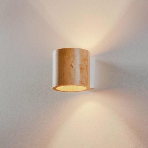 Ara wandlamp als houten cilinder