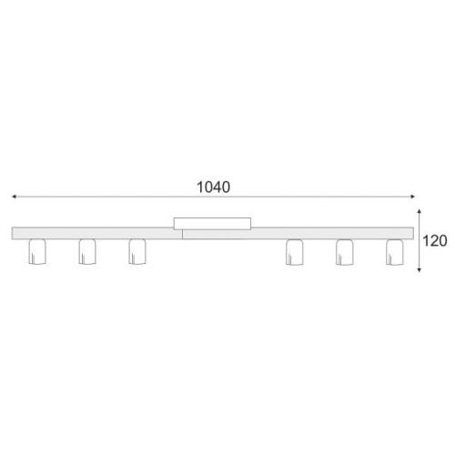 Envostar plafondlamp Laurent, hout/zwart, 6-lamps