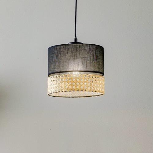 Hanglamp Paglia zwart/rattan 1-lamp 20 cm