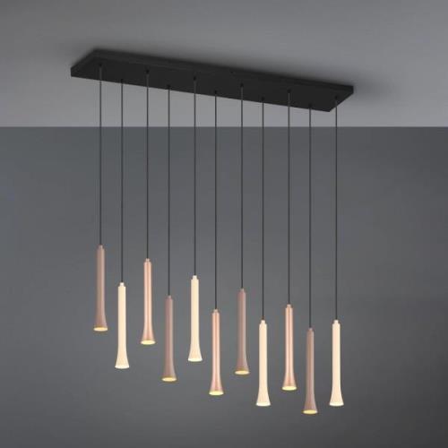 Hanglamp Fiato, 11-lamps, lang, metaal, taupe, koffie