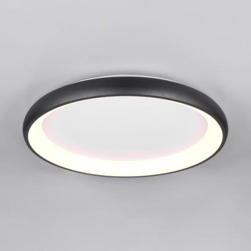 Plafondlamp Cardona, Ø 75 cm, mat zwart, metaal, CCT