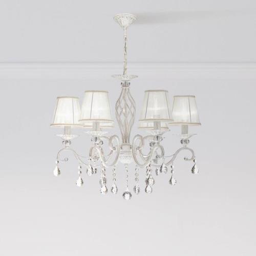 Maytoni Grace kroonluchter, wit, 6-lamps, organza, E14