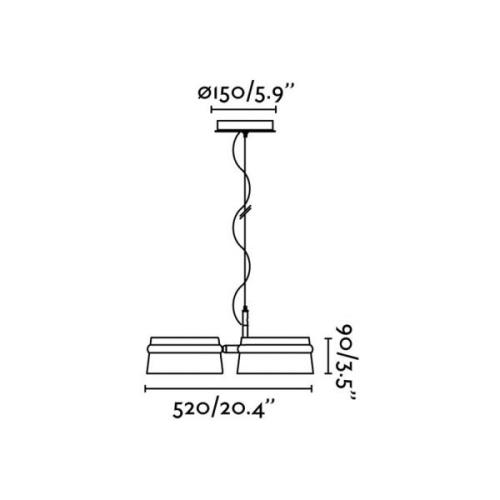 Loop LED hanglamp, kersen/zwart, hout, lengte 52 cm