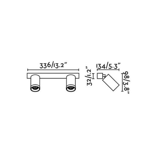 Wandspot Stan, wit, aluminium, breedte 33,6 cm, 2-lamps.