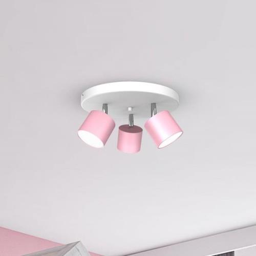 Plafondspot Cloudy 3-lamps rond roze