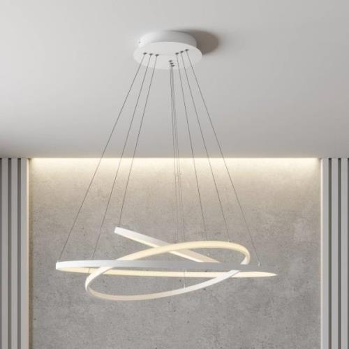 LED hanglamp Ezana gemaakt van drie ringen, wit