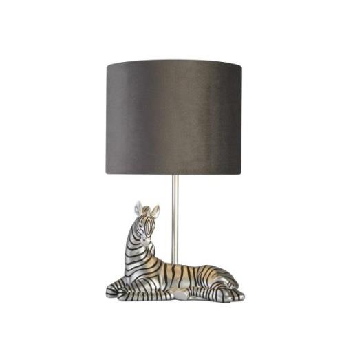 Zebra tafellamp, zwart/zilver, kunsthars, 26 cm, E27