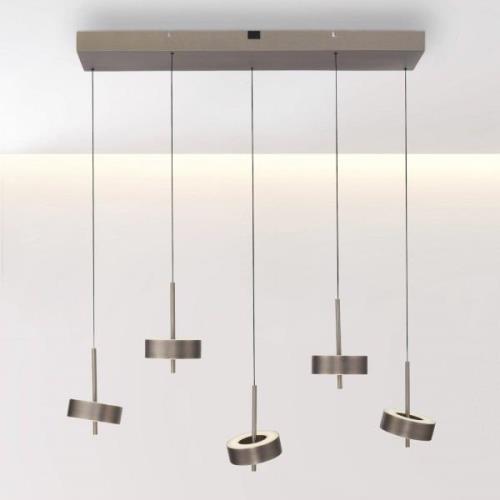 Paul Neuhaus SMART+ hanglamp Q-Rotate donkerbruin 5-lamps