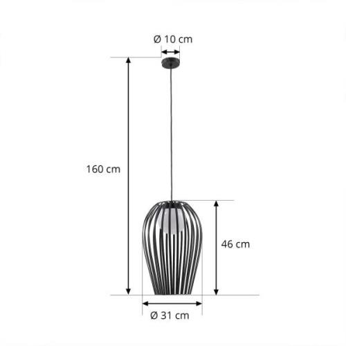 Lucande Marrin buiten hanglamp, zwart, metaal, Ø 31 cm