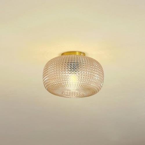 Lindby plafondlamp Hildur, Ø 25 cm, barnsteen, glas