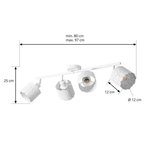 Lindby plafondlamp Aralena, wit, 4-lamps