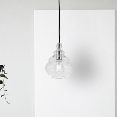 Hanglamp Adone, transparant, glas, Ø 19 cm, 1-lamp