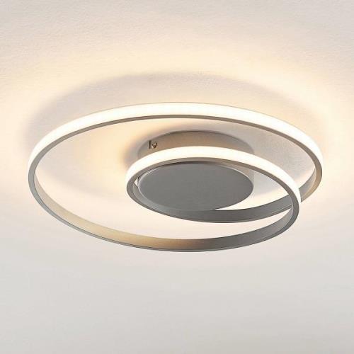 Lindby Kyron LED plafondlamp, zilver titaankleurig