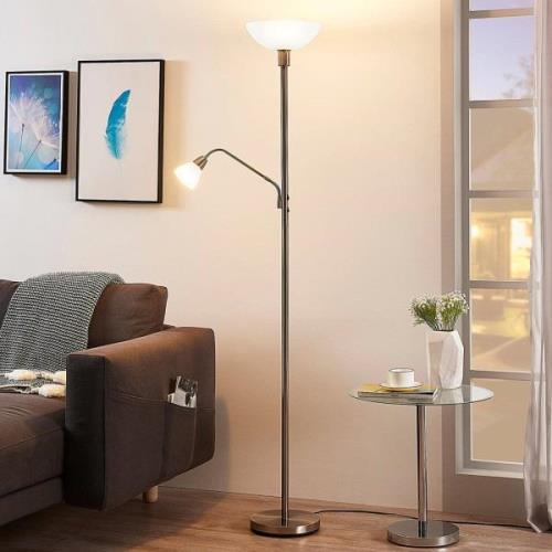 Nikkelkleurige uplighter Jost met leeslamp