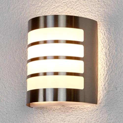 Gestreepte roestvrijstalen outdoor wandlamp Noyan