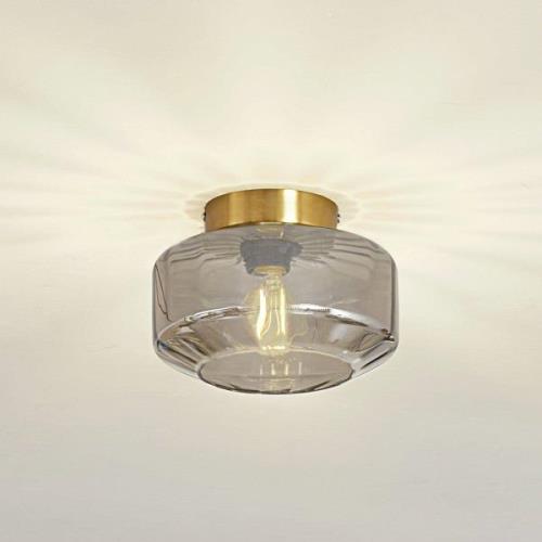 Lindby plafondlamp Hildur, rookgrijs, glas, Ø 22 cm