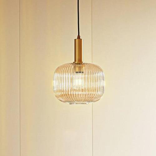 Lindby Doroteo hanglamp, 1-lamp, amber, glas