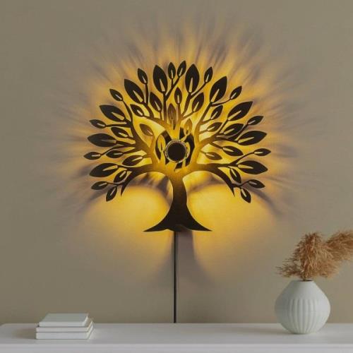 Wandlamp Heart Tree V2, zwart, metaal, stekker, schakelaar