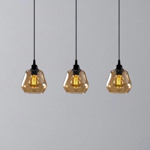 Hanglamp Goud 032, goud-transparant, glas 3-lamps lang