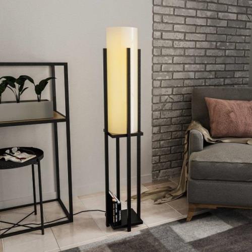 Vloerlamp 8125, zwart/wit, metaal/canvas, hoogte 130 cm